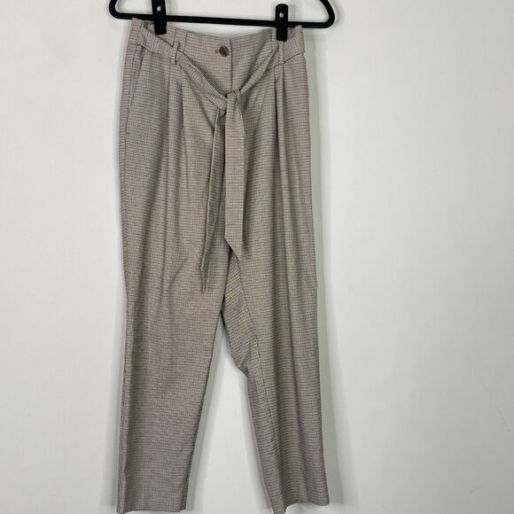 New LOFT Paperbag Pull On Slim Pants in Check Women's Size Medium - Picture 1 of 9